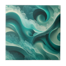 Turquoise Dreamscape - Abstract Ceramic Tile