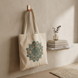 Turquoise Elegance Mandala Tote Bag