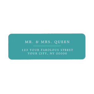 Turquoise Elegant Classic Simple Return Address Label