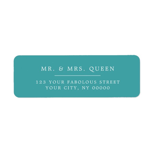 Turquoise Elegant Classic Simple Return Address Return Address Label (Front)