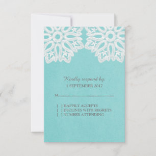 Turquoise Elegant Lace RSVP Card