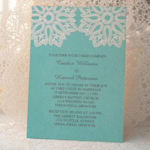Turquoise Elegant Lace Wedding Invite