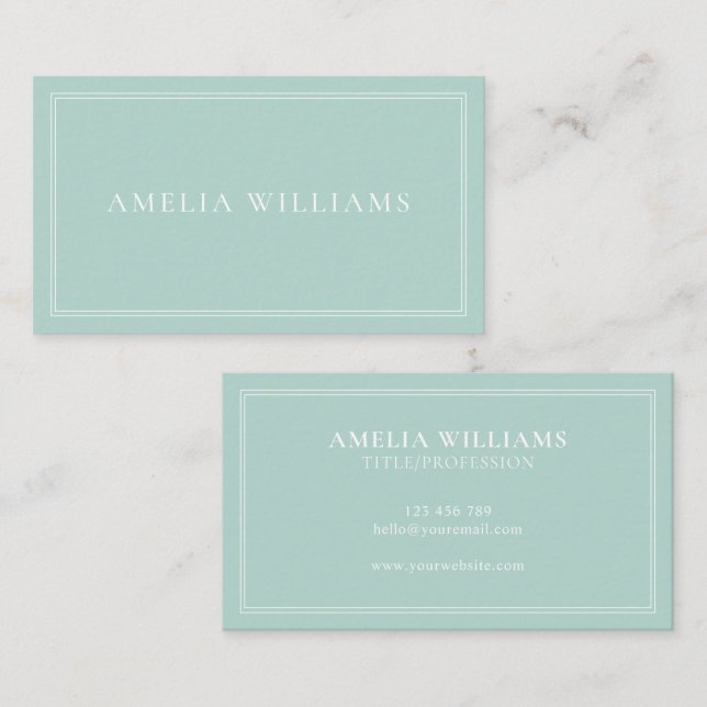Turquoise Elegant Minimalist Professional Business Card (Front/Back)