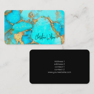 turquoise elegant stone business card
