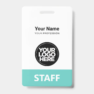 Turquoise Employee Name Business Logo Staff Tag ID Badge