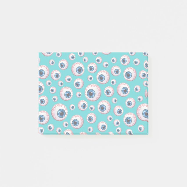 Turquoise eyeball pattern post-it notes (Front)