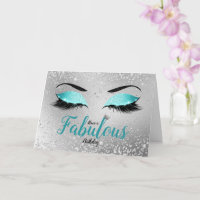 Turquoise Fabulous Glitter Eyes Standard Birthday