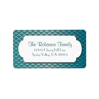 Turquoise Fan Pattern with White Frame Label