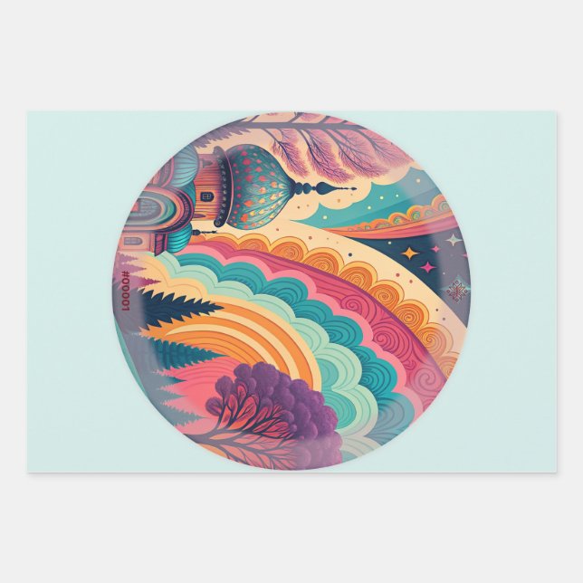 Turquoise Fantasy Wrapping Paper Set – Customise (Front)