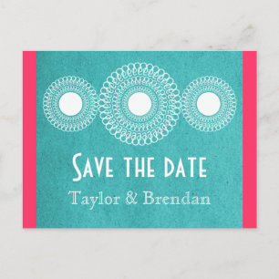 Turquoise Far East Elegance Save the Date Postcard