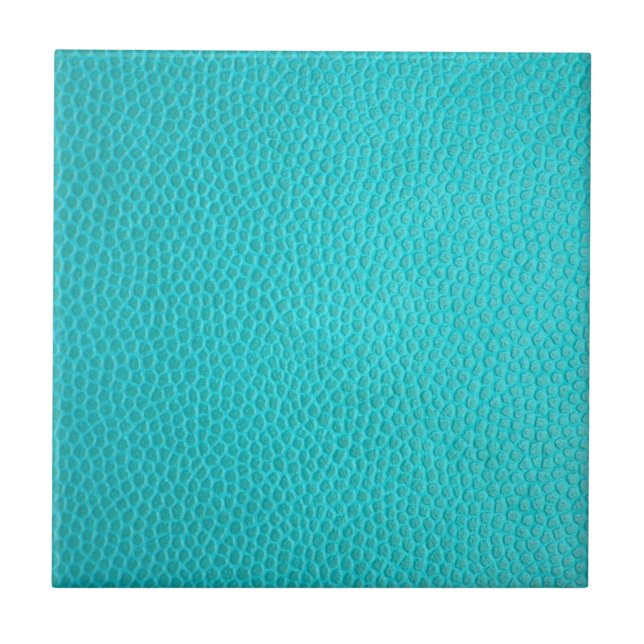 Turquoise Faux Leather Ceramic Tile (Front)