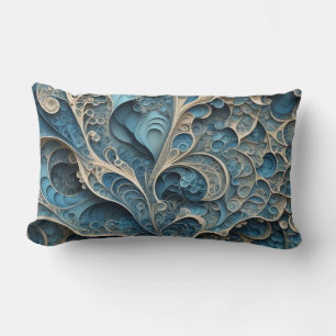 Turquoise Filigree Lumbar Cushion