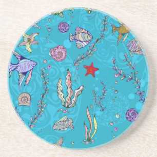 Turquoise Fish Pattern Coaster