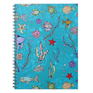 Turquoise Fish Pattern Notebook