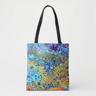 Turquoise Fizz Acrylic Pour All Over Tote Bag