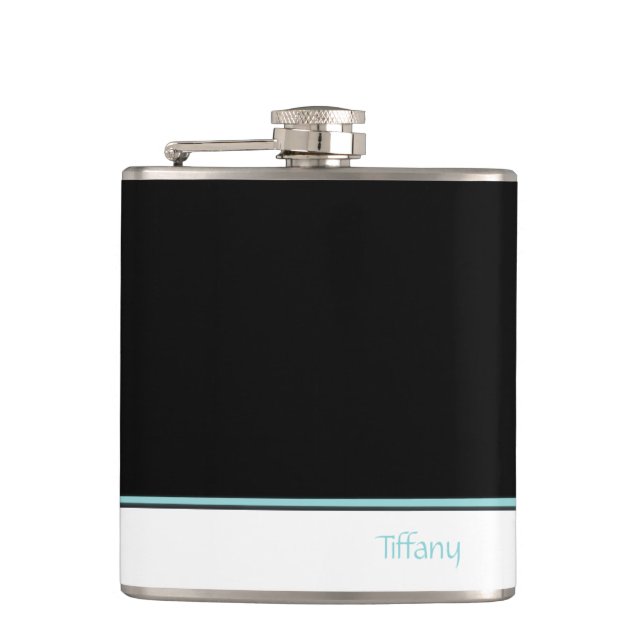 Turquoise Fleur de lis Hip Flask (Front)
