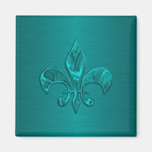 Turquoise Fleur de Lis Magnet