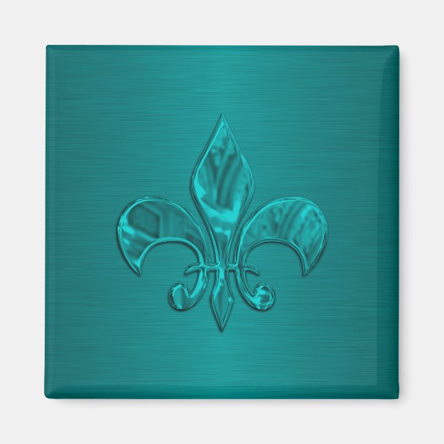 Turquoise Fleur de Lis Magnet (Front)