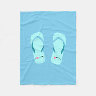 Turquoise Flip Flops Blue Fleece Blanket