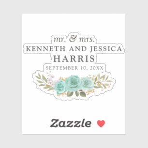 Turquoise Floral Blue Roses Names & Wedding Date
