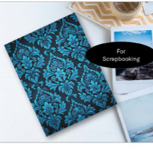 Turquoise Floral Brocade Paper Sheet