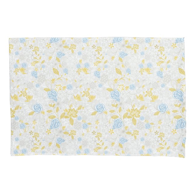 Turquoise Floral Flower Seamless Pattern Pillowcase (Front)