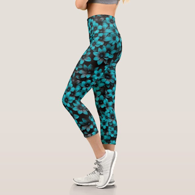 Turquoise Floral Leggings (Left)