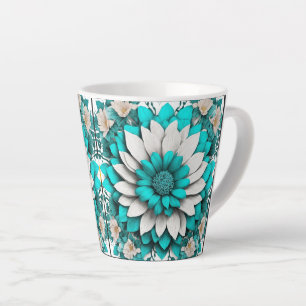 Turquoise Floral Mandala Mug – Elegant Teal & Whit
