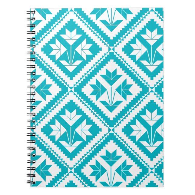 Turquoise Floral Quilt Spiral Notebook (Front)