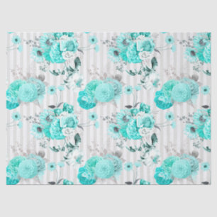 Turquoise Floral Series Design 8 Tissue Paper