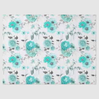 Turquoise Floral Series Design 9 Tissue Paper