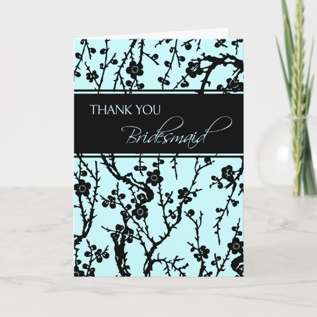 Turquoise Floral Thank You Bridesmaid Card (Front)
