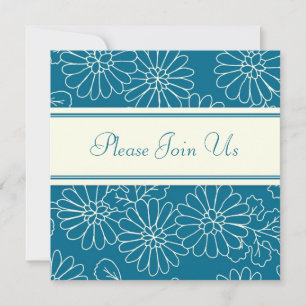Turquoise Floral Wedding Vow Renewal Invitations