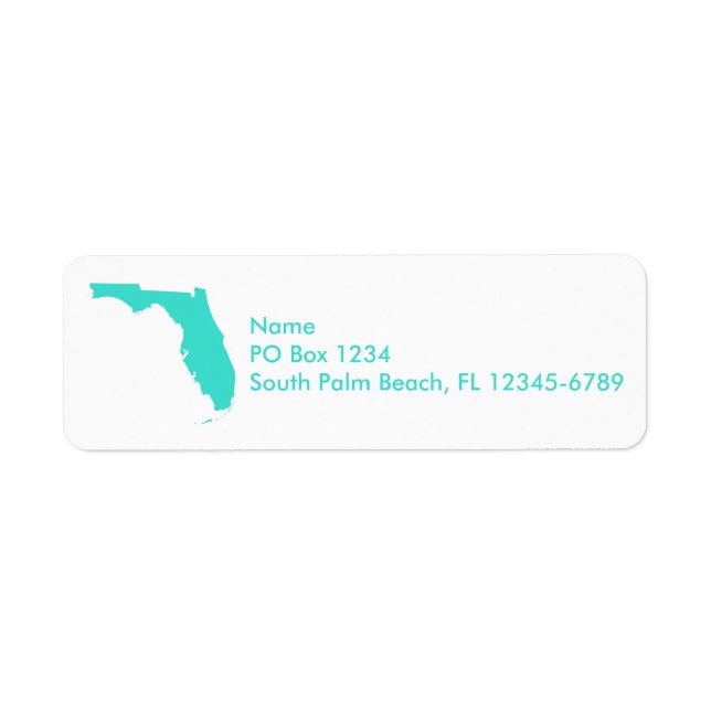 Turquoise Florida Personalised Return Address Label (Front)