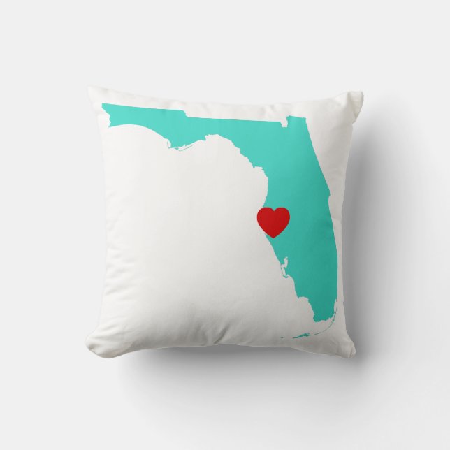 Turquoise Florida with Red Heart Cushion (Front)