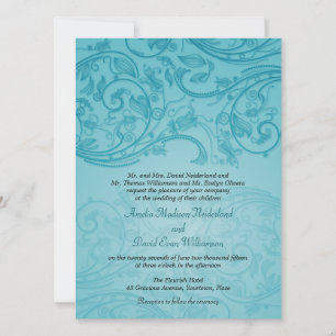 Turquoise Flourish Wedding Invitation