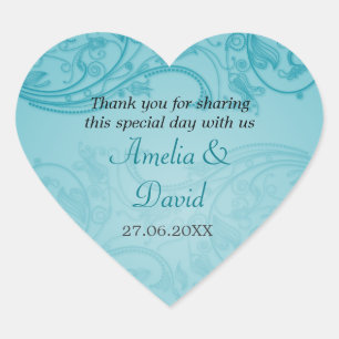 Turquoise Flourish Wedding Sticker