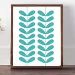 Turquoise Flower Buds Mid Century Modern Retro Poster<br><div class="desc">This mid century modern poster features turquoise blue leaf buds on a stalk on a white background. This will make a fabulous addition to your home decor. Part of the Mid Century Bold collection.</div>