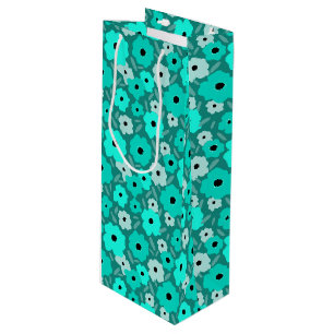 Turquoise flower pattern wine gift bag