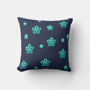 turquoise flowers cushion