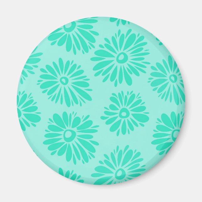 Turquoise Flowers Magnet (Front)
