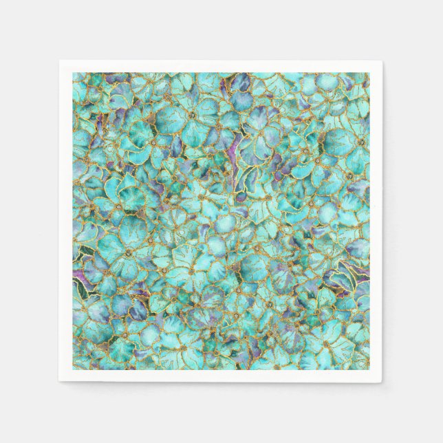 Turquoise flowers napkin (Front)