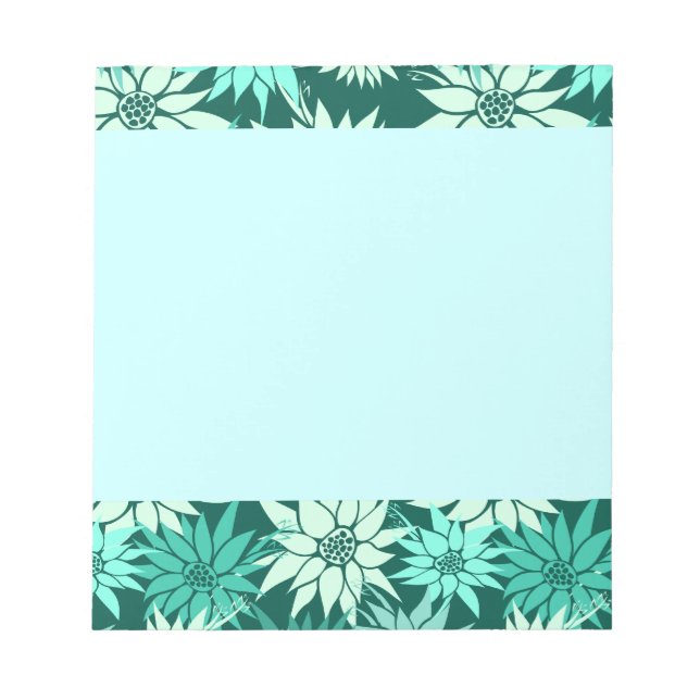 Turquoise Flowers Notepad (Front)