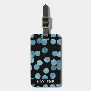 Turquoise Foil Dots Personalised Luggage Tag