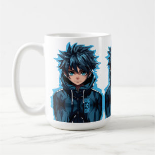 Turquoise Force: Anime-Style Manga Boy Coffee Mug