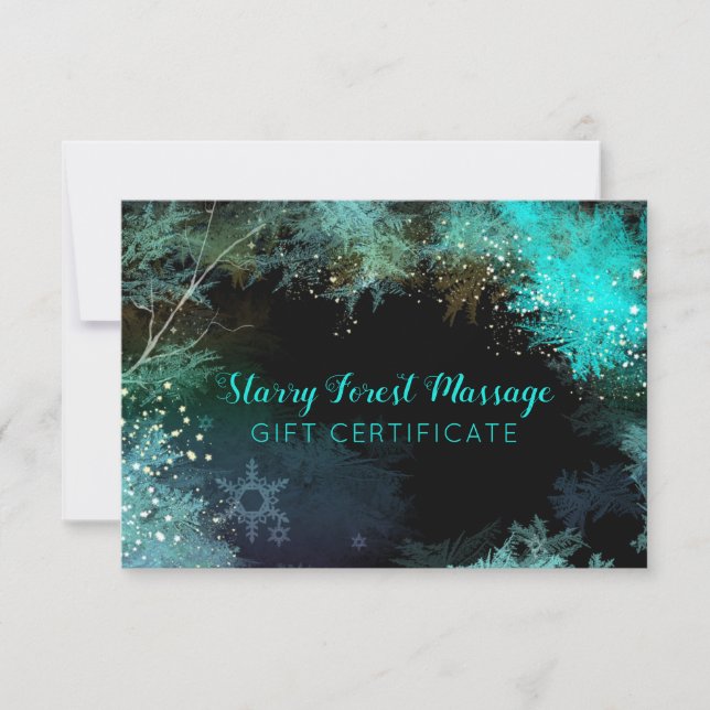 Turquoise Forest Business Gift Certificate Card (Front)