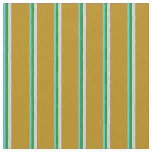 Turquoise, Forest Green, Grey & Dark Goldenrod Fabric