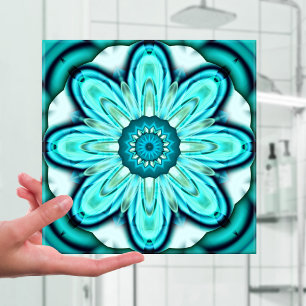 Turquoise Fractal Flower Bathroom Tile
