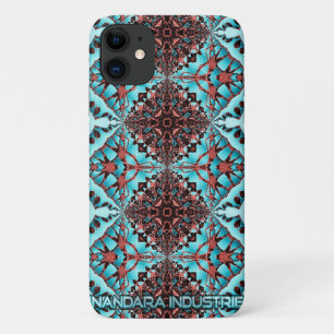Turquoise Fractal Star Blast iPhone 11 Case