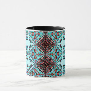 Turquoise Fractal Star Blast Mug